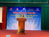 Đ/c Trịnh Ngọc Ánh Giám đốc trung tâm Hỗ trợ TNCN và LĐT Hải Dương phát biểu tại chương trình